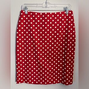 Talbots Red Pencil Skirt with White Polka Dots